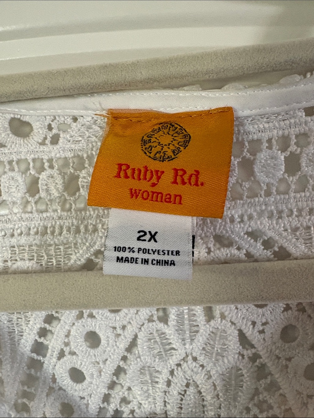 Ruby Rd. White Crochet Lace Open-Front Layer - Picture 2 of 4